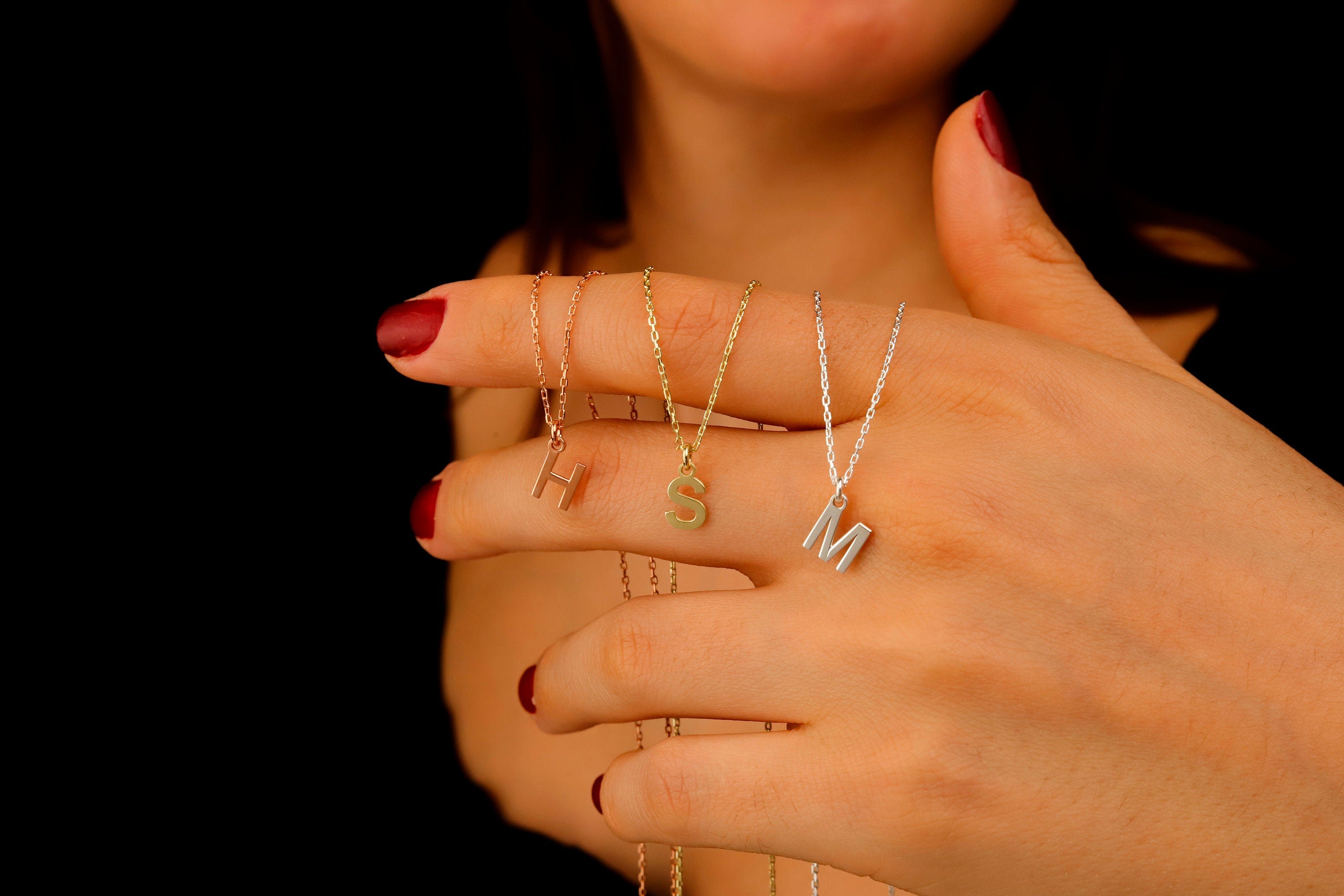 Custom Initial Necklace, 18K Gold Filled Sterling Silver Pendant