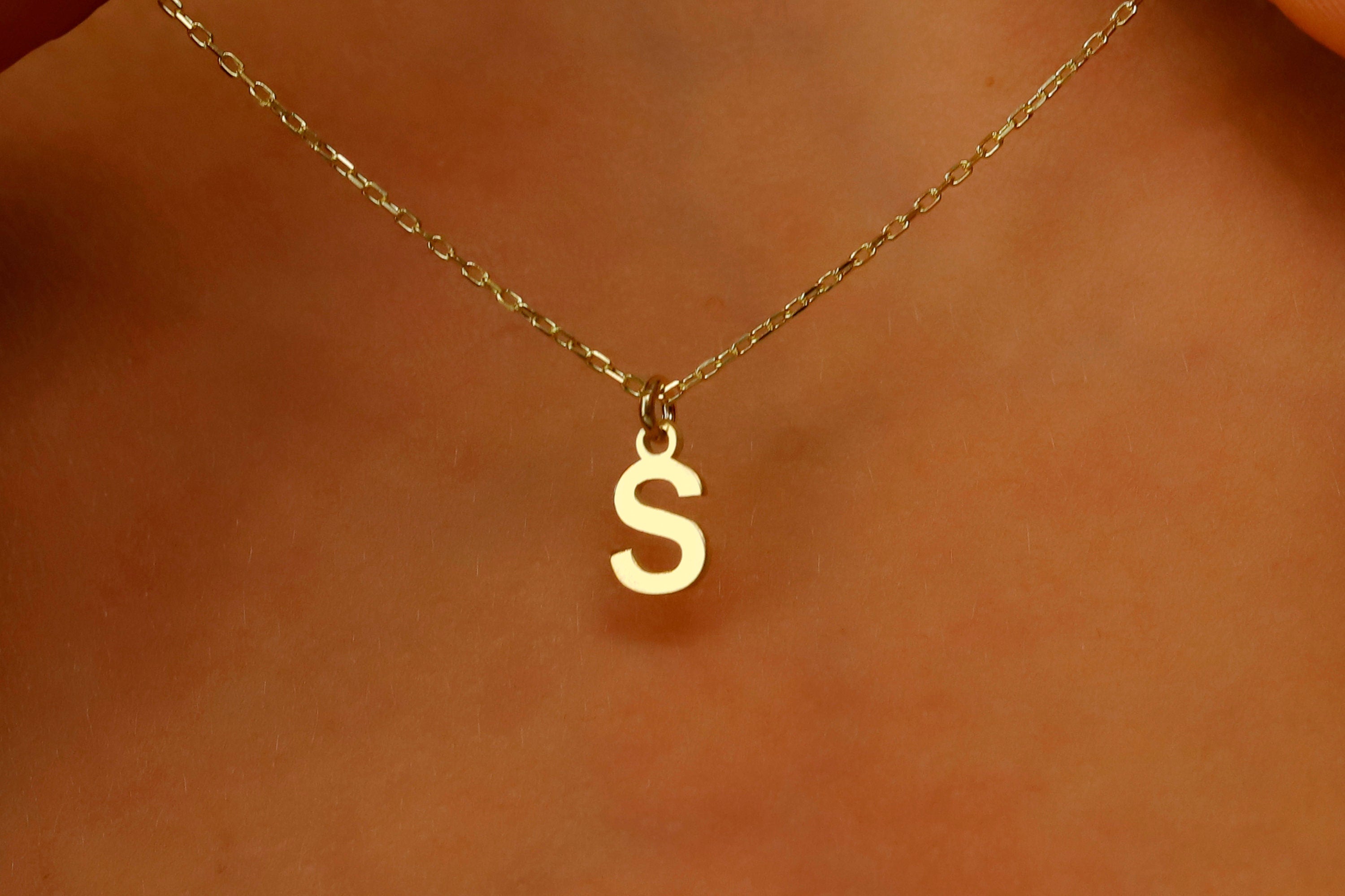 Custom Initial Necklace, 18K Gold Filled Sterling Silver Pendant