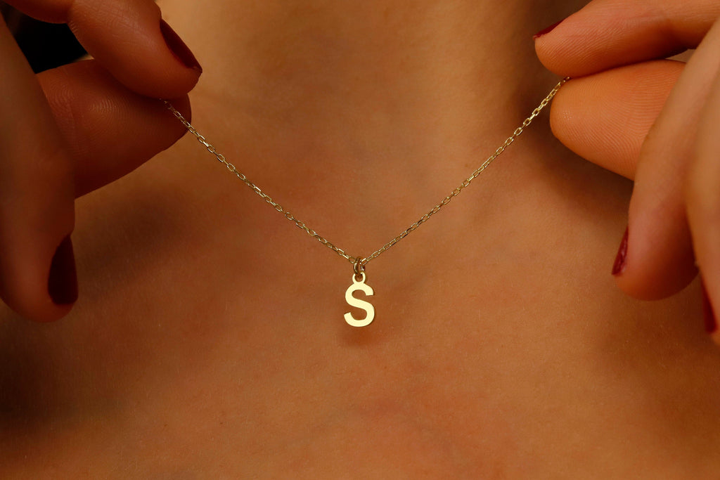 Custom Initial Necklace, 18K Gold Filled Sterling Silver Pendant