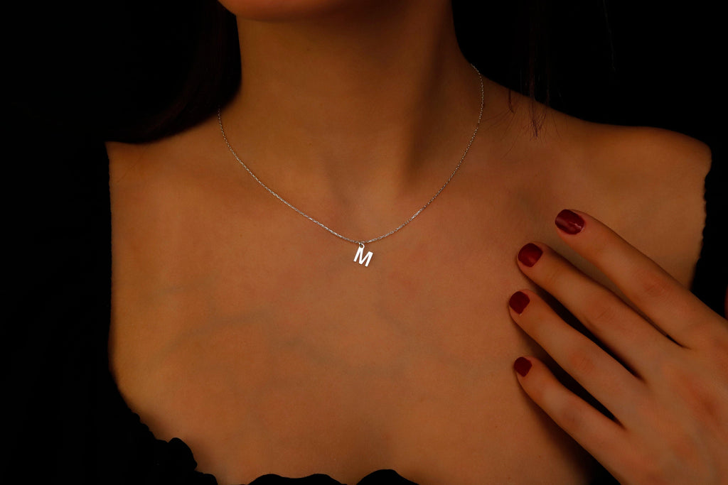 Custom Initial Necklace, 18K Gold Filled Sterling Silver Pendant