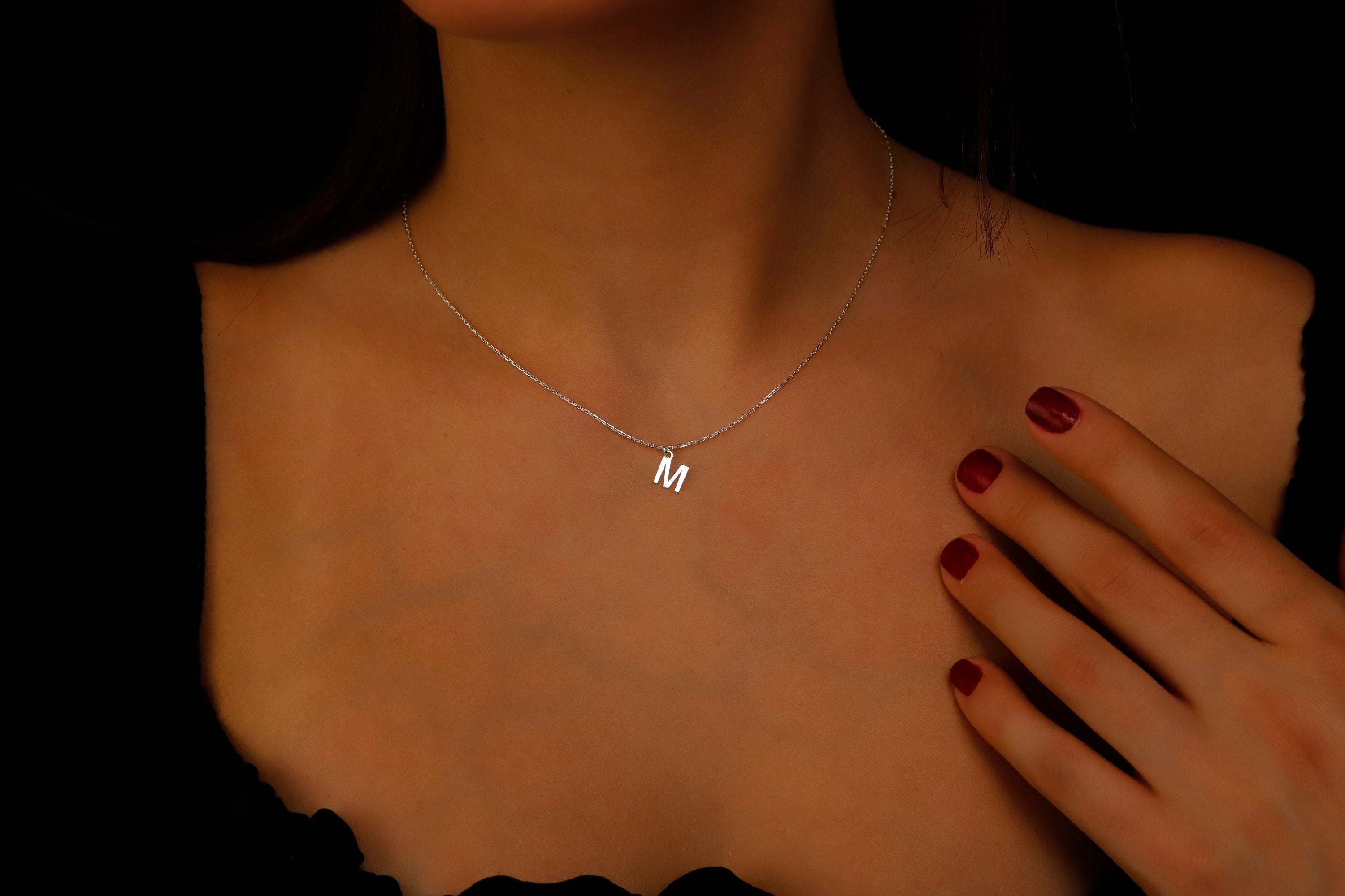 Custom Initial Necklace, 18K Gold Filled Sterling Silver Pendant