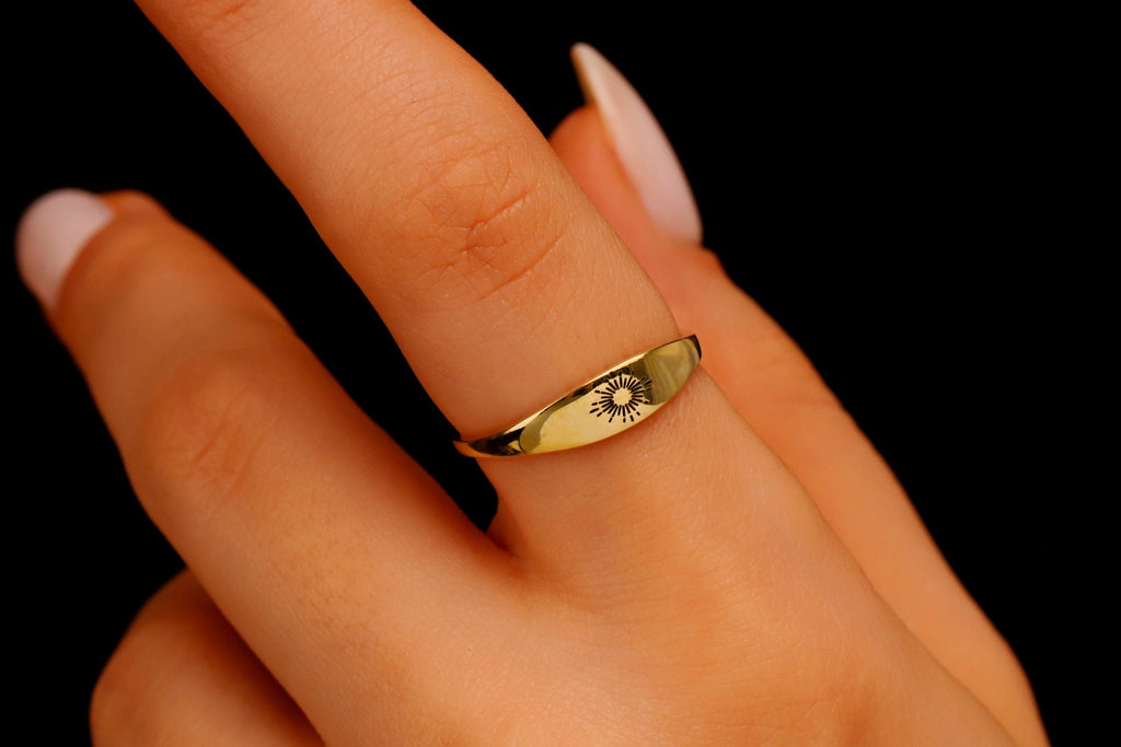 Sterling Silver Sun Ring, Dainty Adjustable Sunrise Band