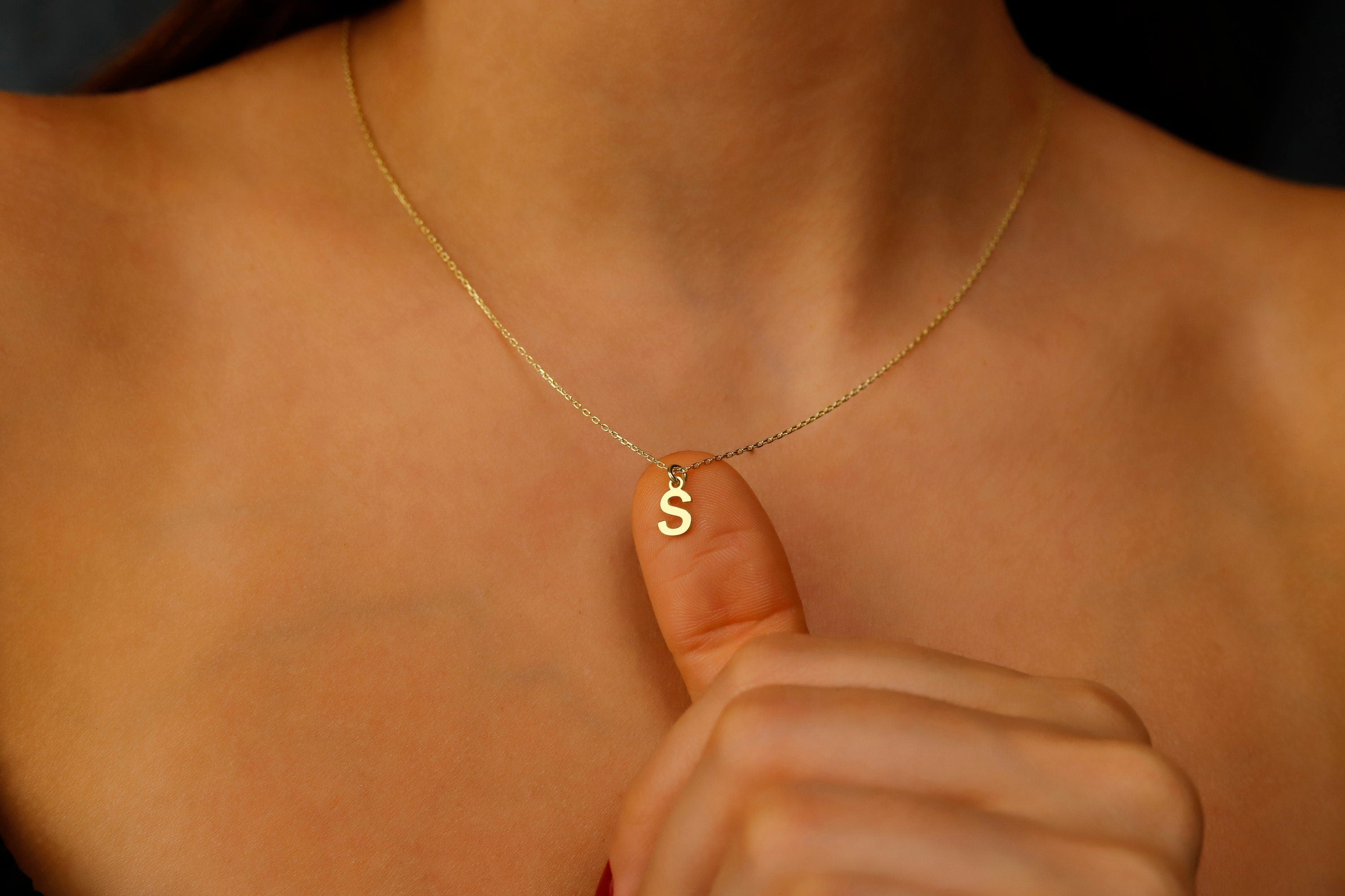 Custom Initial Necklace, 18K Gold Filled Sterling Silver Pendant