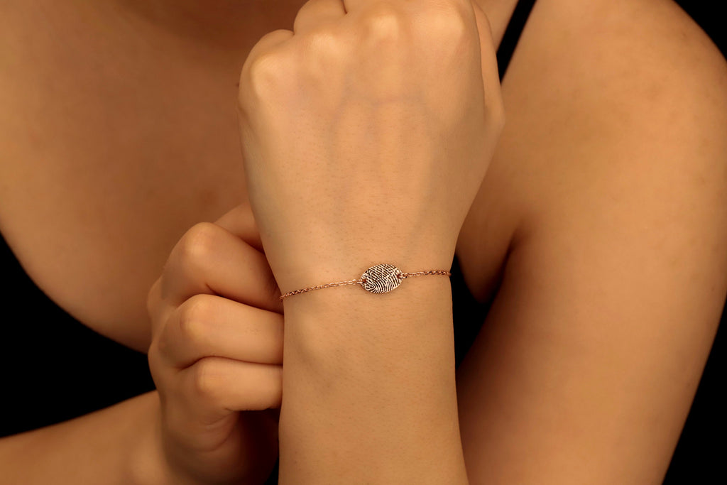 Fingerprint Handwriting Bracelet, Sterling Silver Memorial Gift