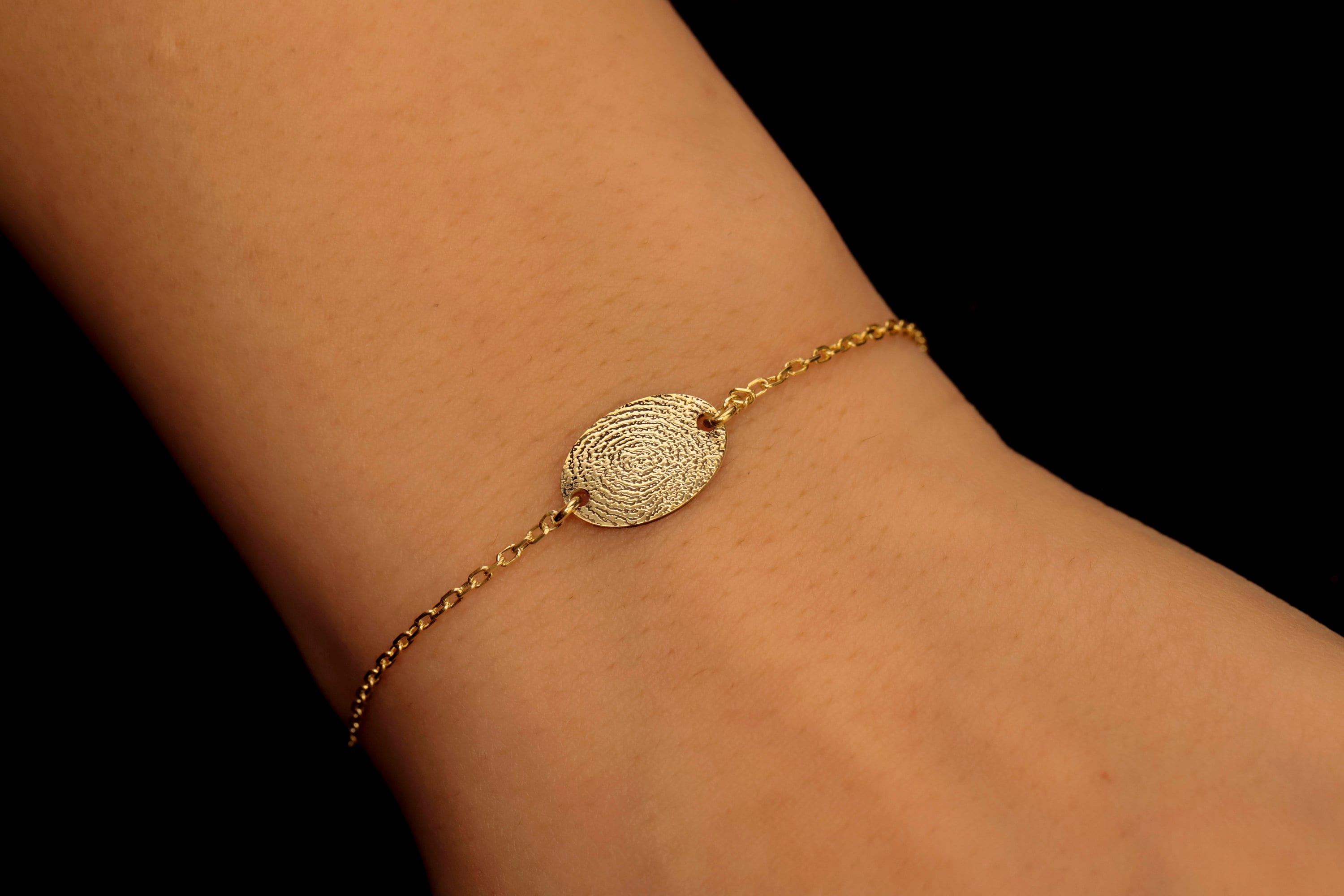 Fingerprint Handwriting Bracelet, Sterling Silver Memorial Gift