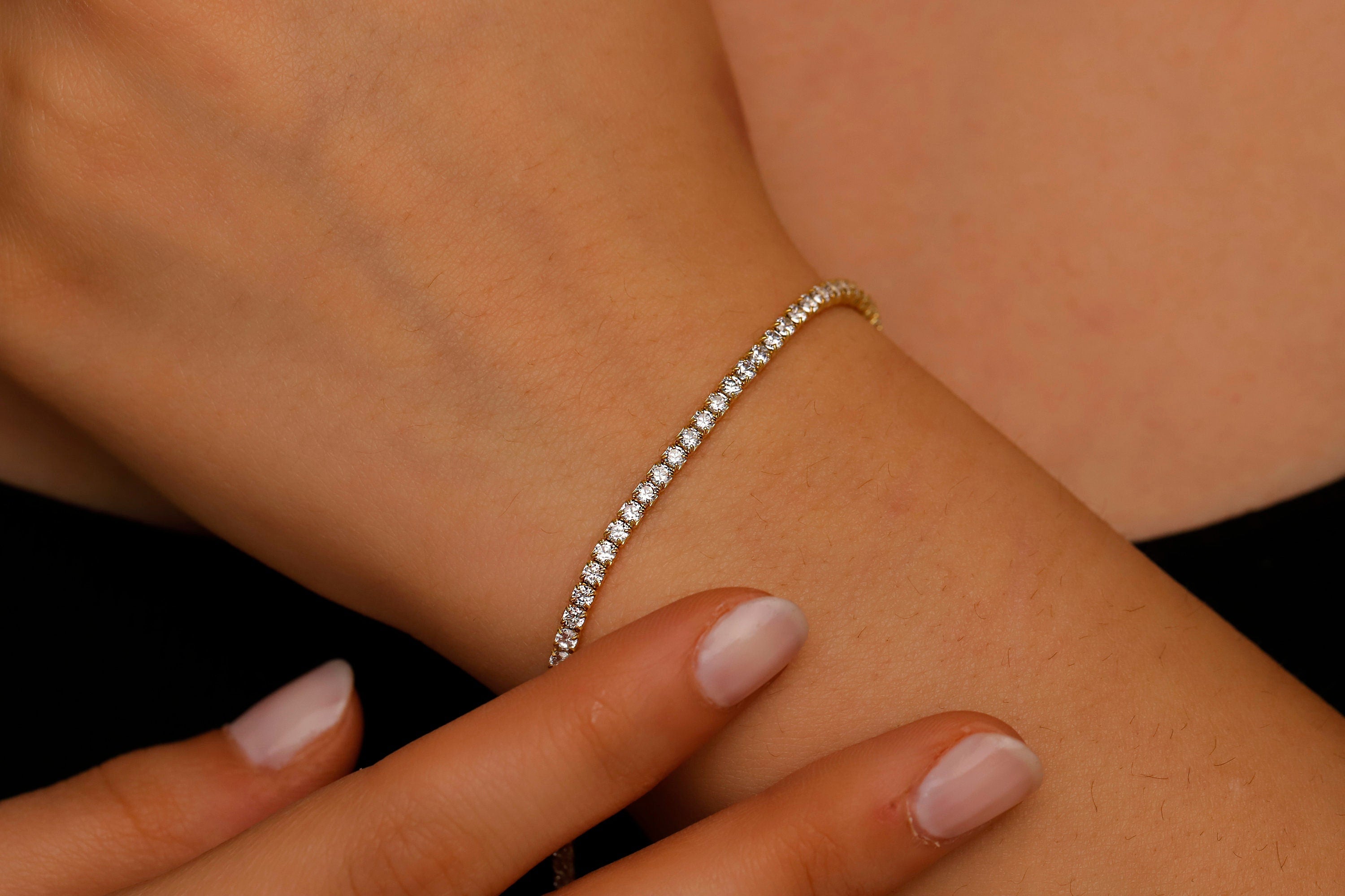 CZ Tennis Bracelet, Sterling Silver Pave Waterway Bracelet