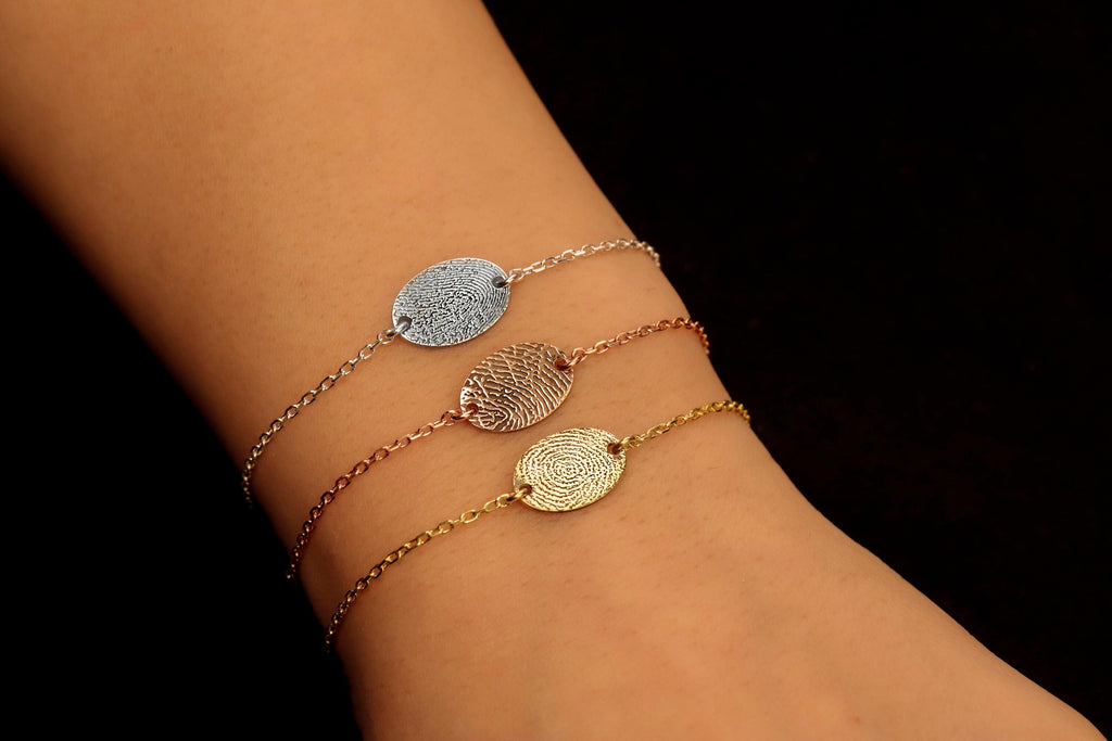 Fingerprint Handwriting Bracelet, Sterling Silver Memorial Gift