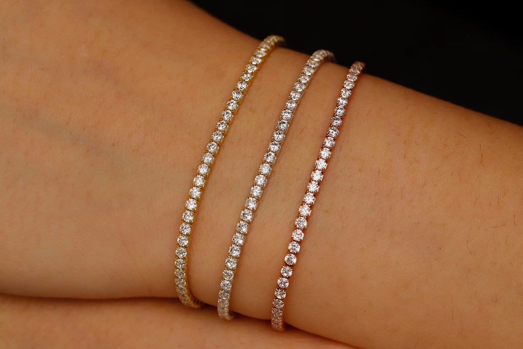 CZ Tennis Bracelet, Sterling Silver Pave Waterway Bracelet