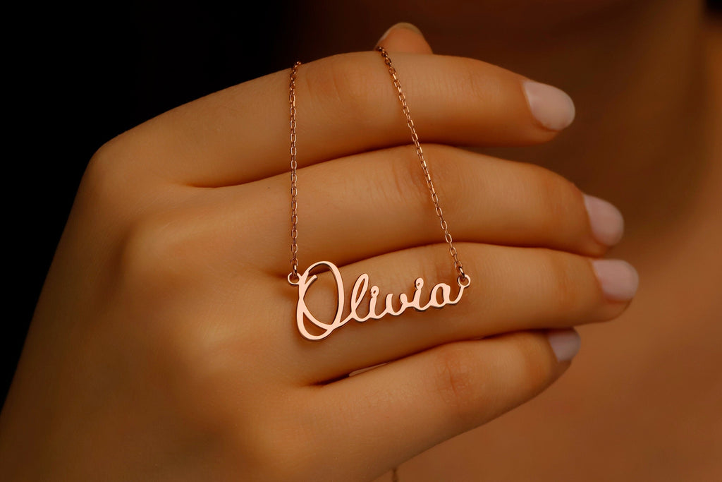 Custom Gold Name Necklace, 14K Gold Filled, Autumn Font