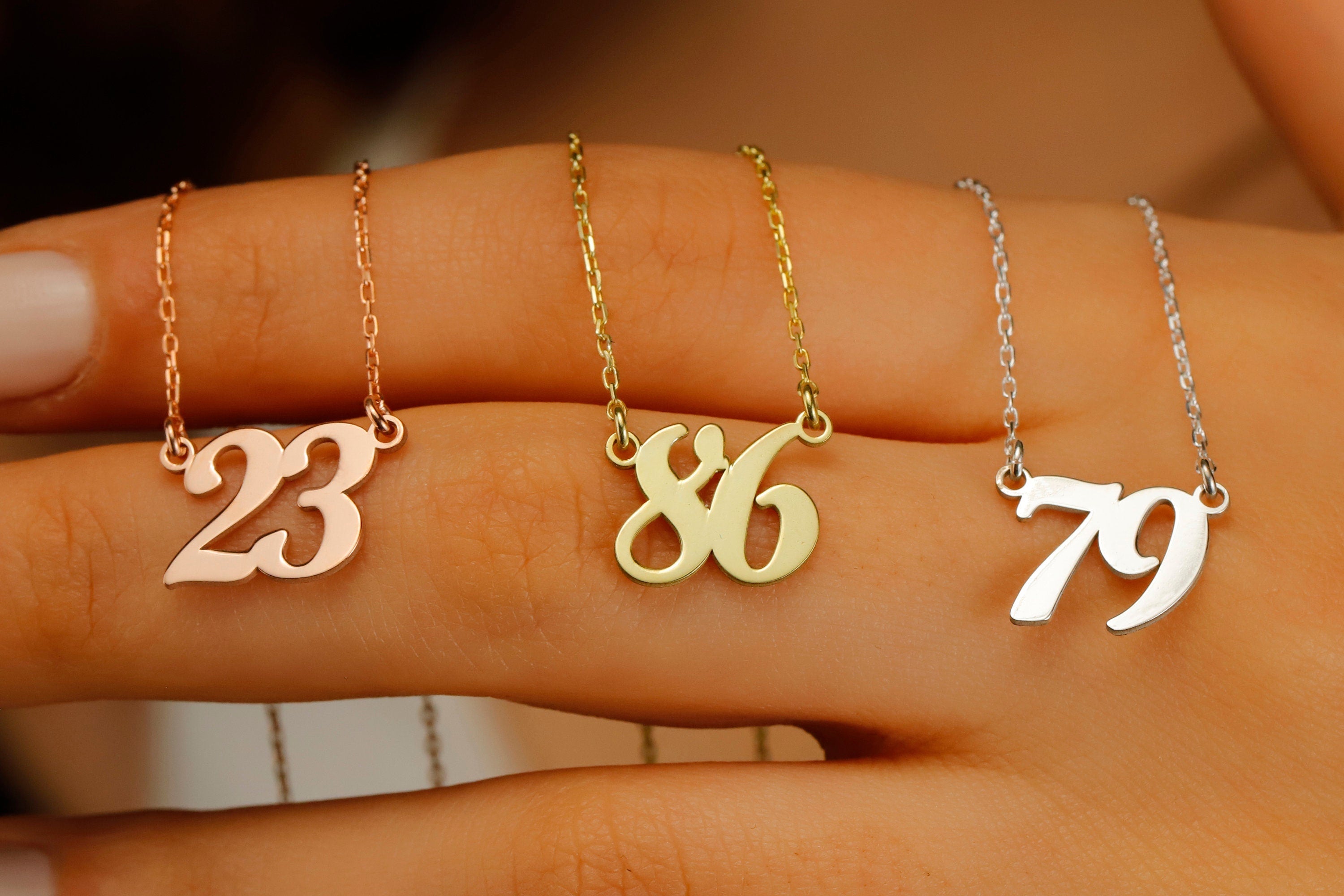 Personalised Year Necklace | Custom Birth Date & Lucky Number Jewelry | Meaningful Birthday Gift