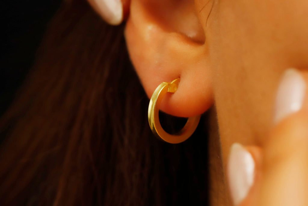 Gold Huggie Hoops Sterling Silver Dainty Small Hoop Earrings