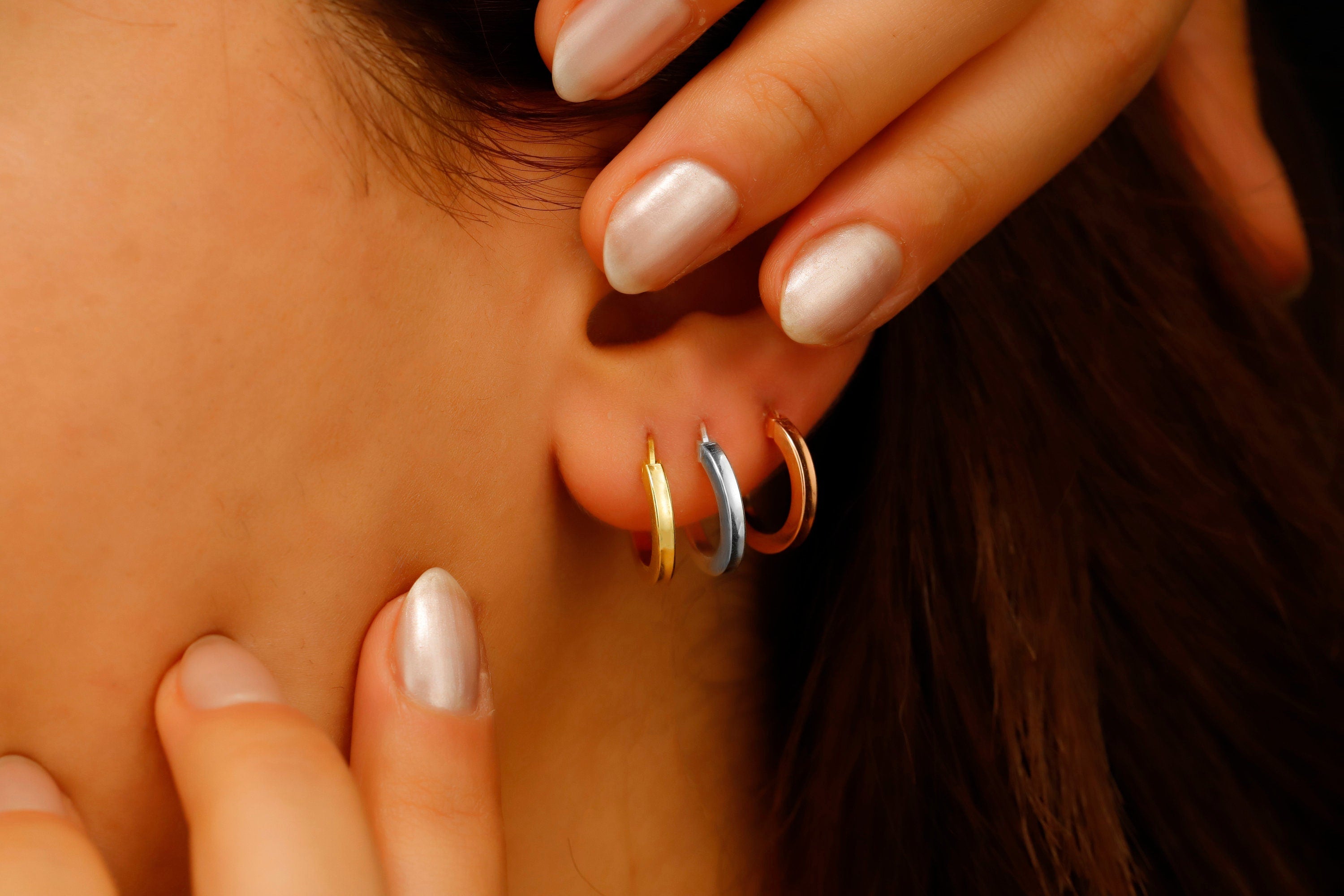 Gold Huggie Hoops Sterling Silver Dainty Small Hoop Earrings