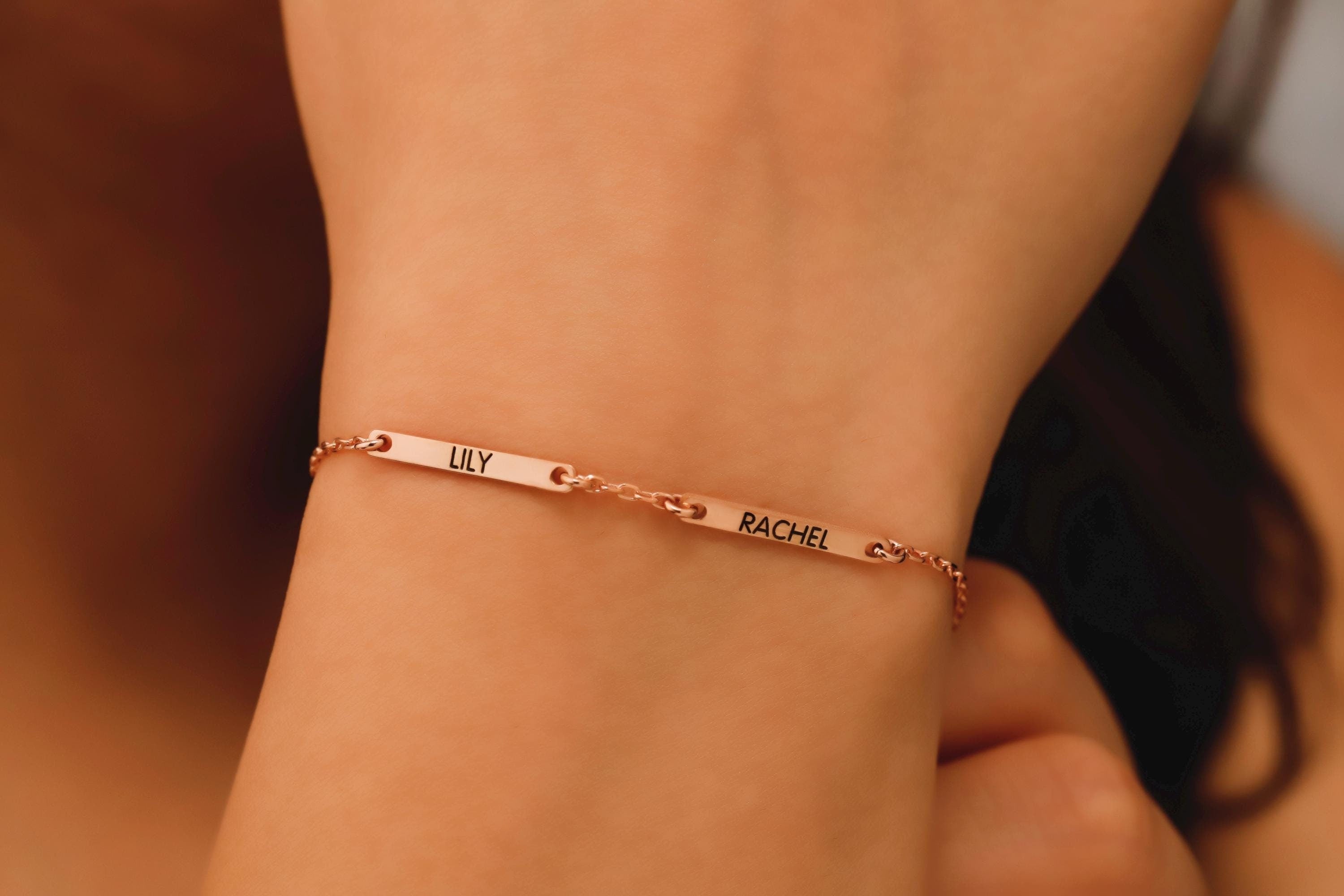 Personalized Bar Bracelet, Sterling Silver Engraved Name For Her
