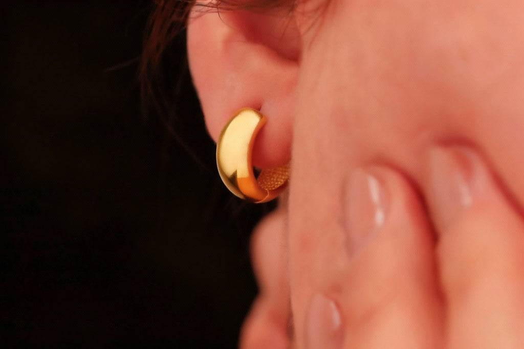 Chunky Gold Hoop Earrings, 18K Gold Filled 925 Sterling Silver