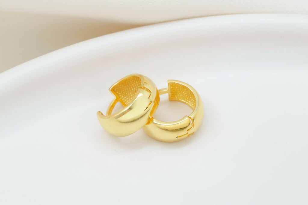 Chunky Gold Hoop Earrings, 18K Gold Filled 925 Sterling Silver