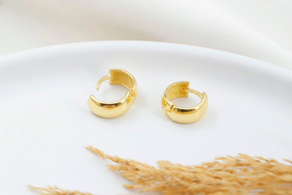 Chunky Gold Hoop Earrings, 18K Gold Filled 925 Sterling Silver