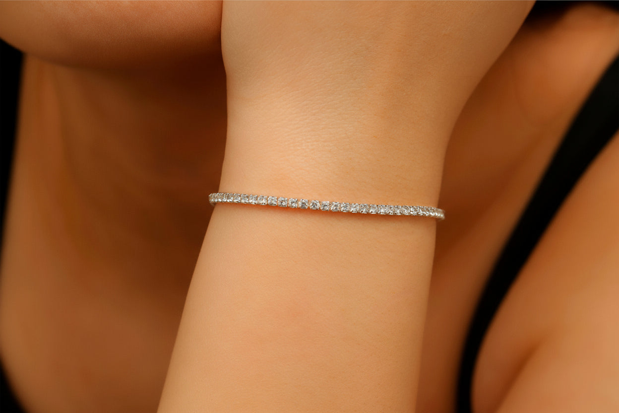 Dainty Tennis Bracelet 925 Sterling Silver CZ Moissanite Gift