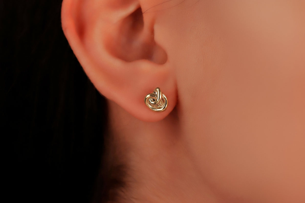 Love Knot Stud Earrings, 14K Gold Filled Sterling Silver Studs