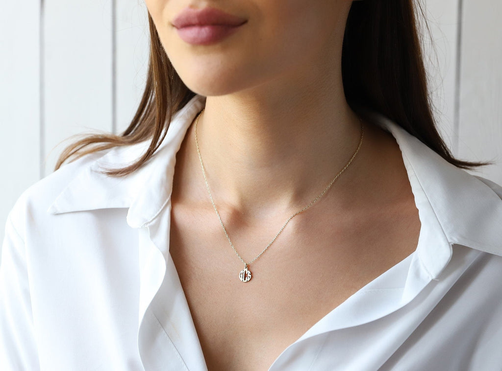 Personalized Monogram Necklace, Sterling Silver Dainty Necklace