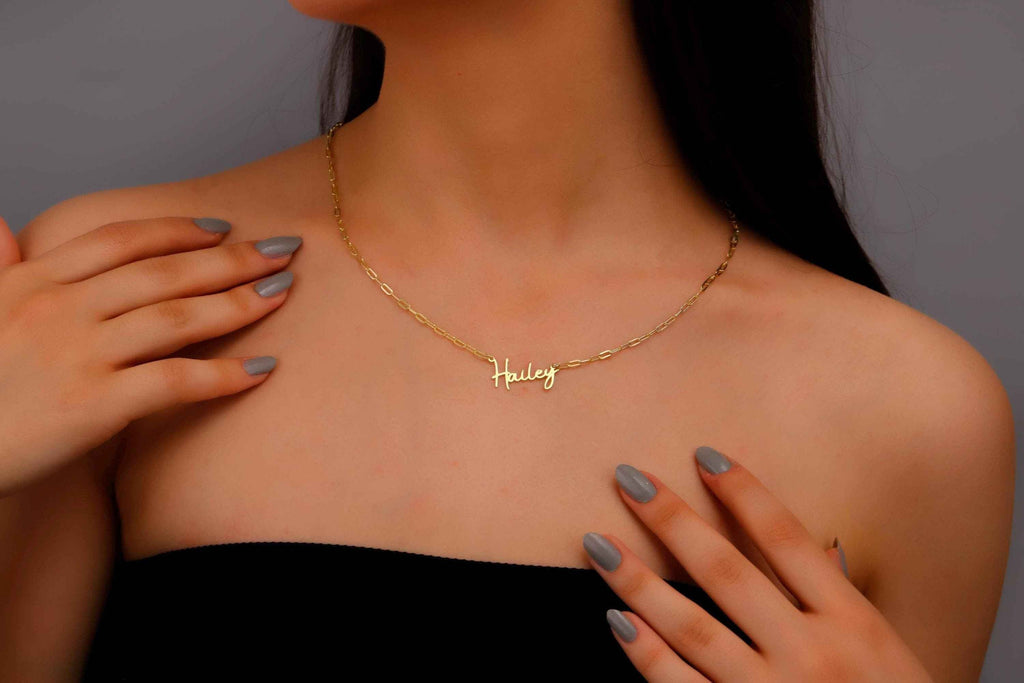 Personalized Name Necklace, 925 Sterling Silver Link Chain
