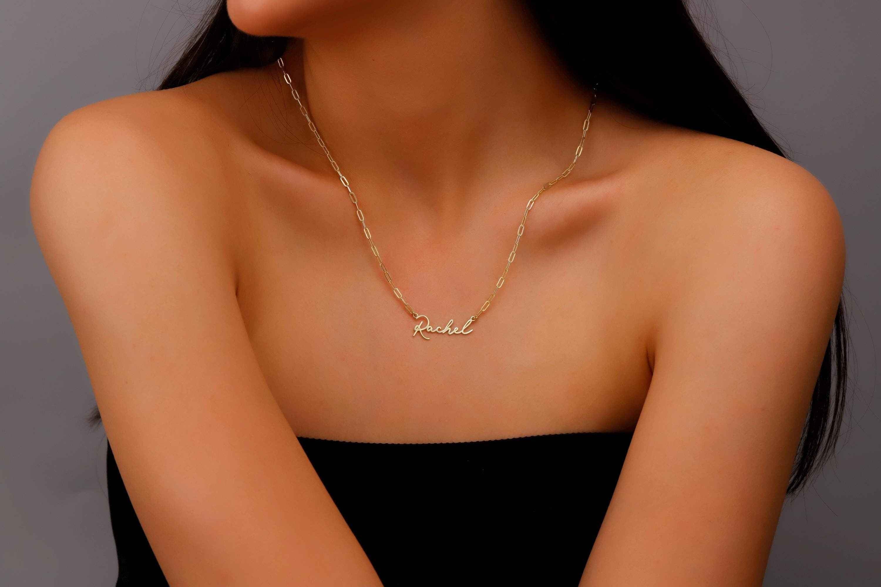 Personalized Name Necklace, 925 Sterling Silver Link Chain