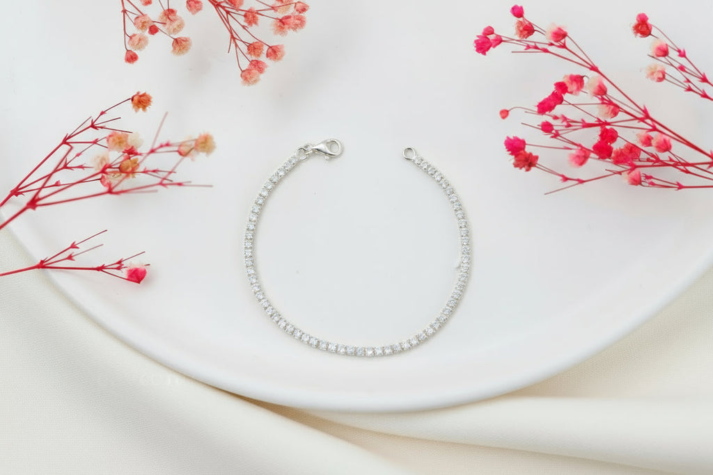 Dainty Tennis Bracelet 925 Sterling Silver CZ Moissanite Gift