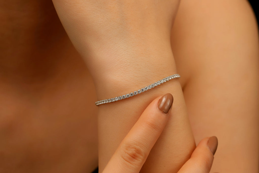 Dainty Tennis Bracelet 925 Sterling Silver CZ Moissanite Gift