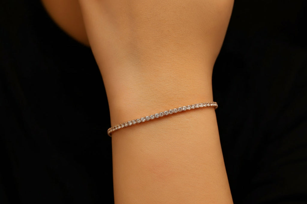 Dainty Tennis Bracelet 925 Sterling Silver CZ Moissanite Gift