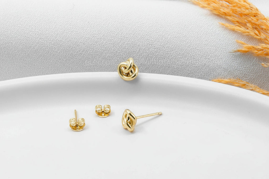 Love Knot Stud Earrings, 14K Gold Filled Sterling Silver Studs