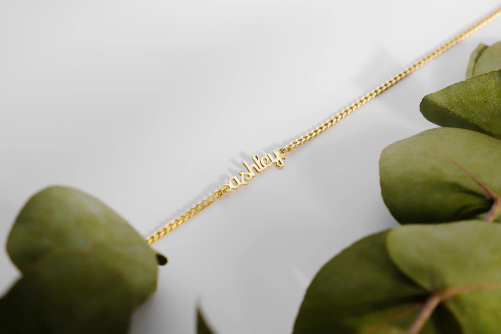 Personalized Name Necklace, 925 Sterling Silver Curb Chain