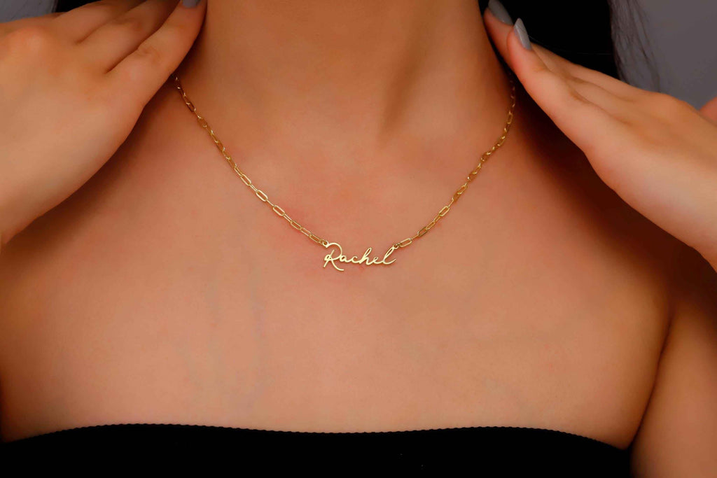 Personalized Name Necklace, 925 Sterling Silver Link Chain