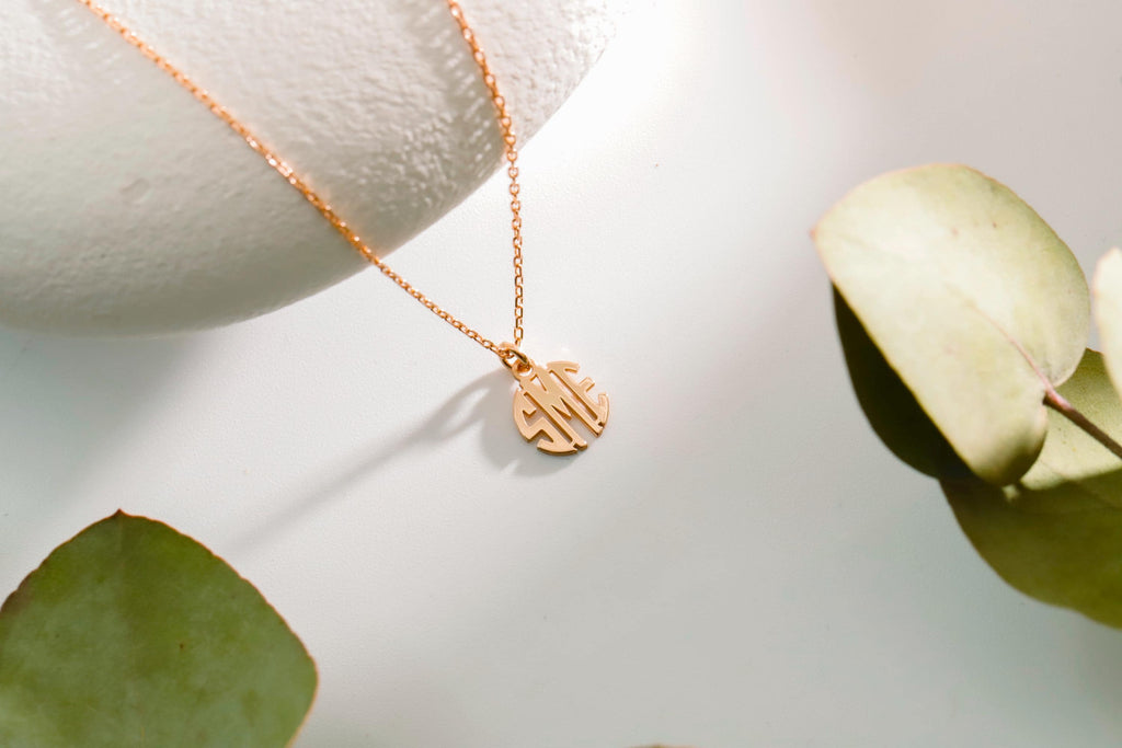 Personalized Monogram Necklace, Sterling Silver Dainty Necklace