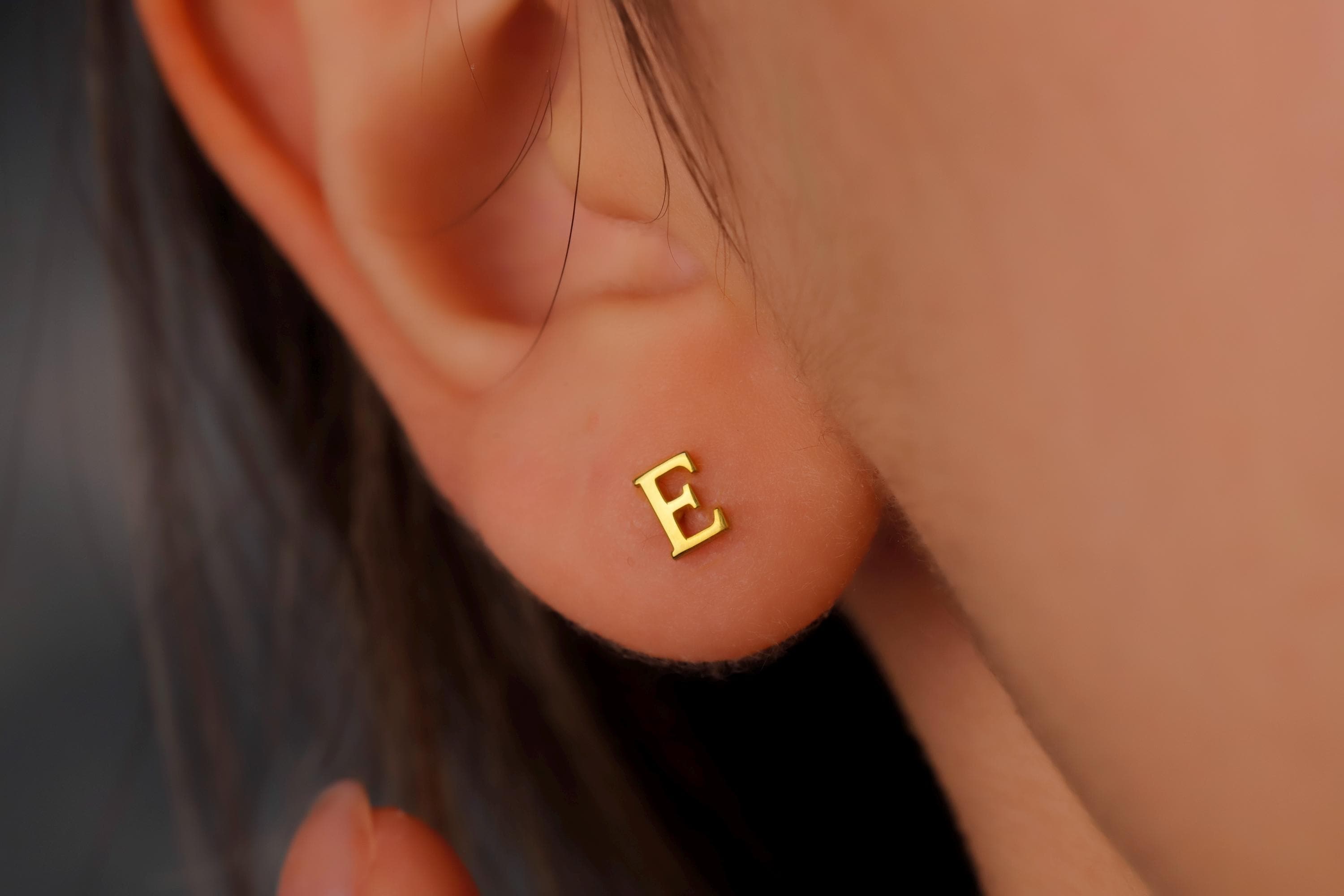 Personalized Initial Stud Earrings, Sterling Silver And Gold Tiny