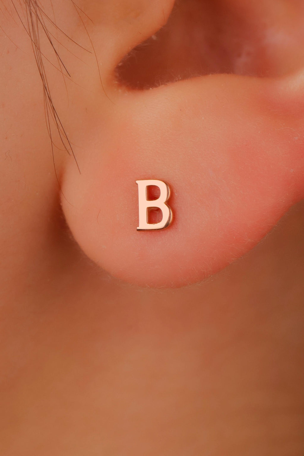 Personalized Initial Stud Earrings, Sterling Silver And Gold Tiny