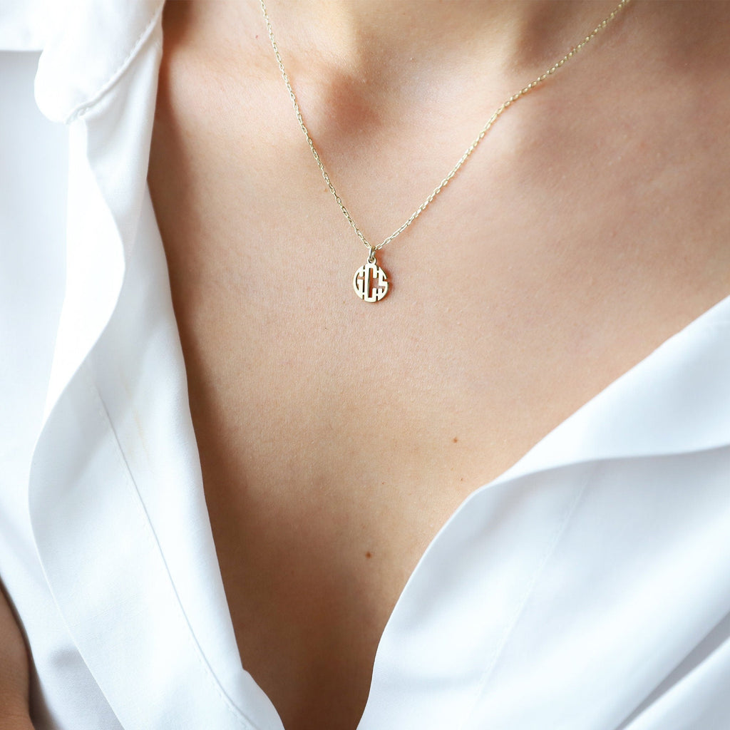 Personalized Monogram Necklace, Sterling Silver Dainty Necklace