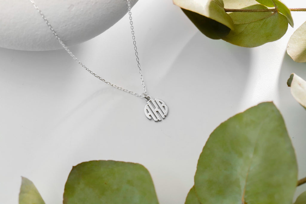 Personalized Monogram Necklace, Sterling Silver Dainty Necklace