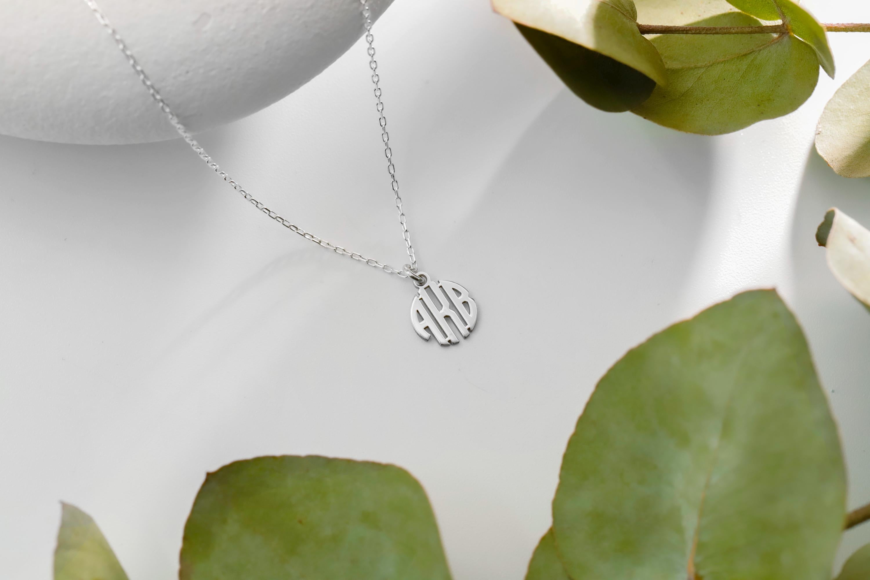 Personalized Monogram Necklace, Sterling Silver Dainty Necklace
