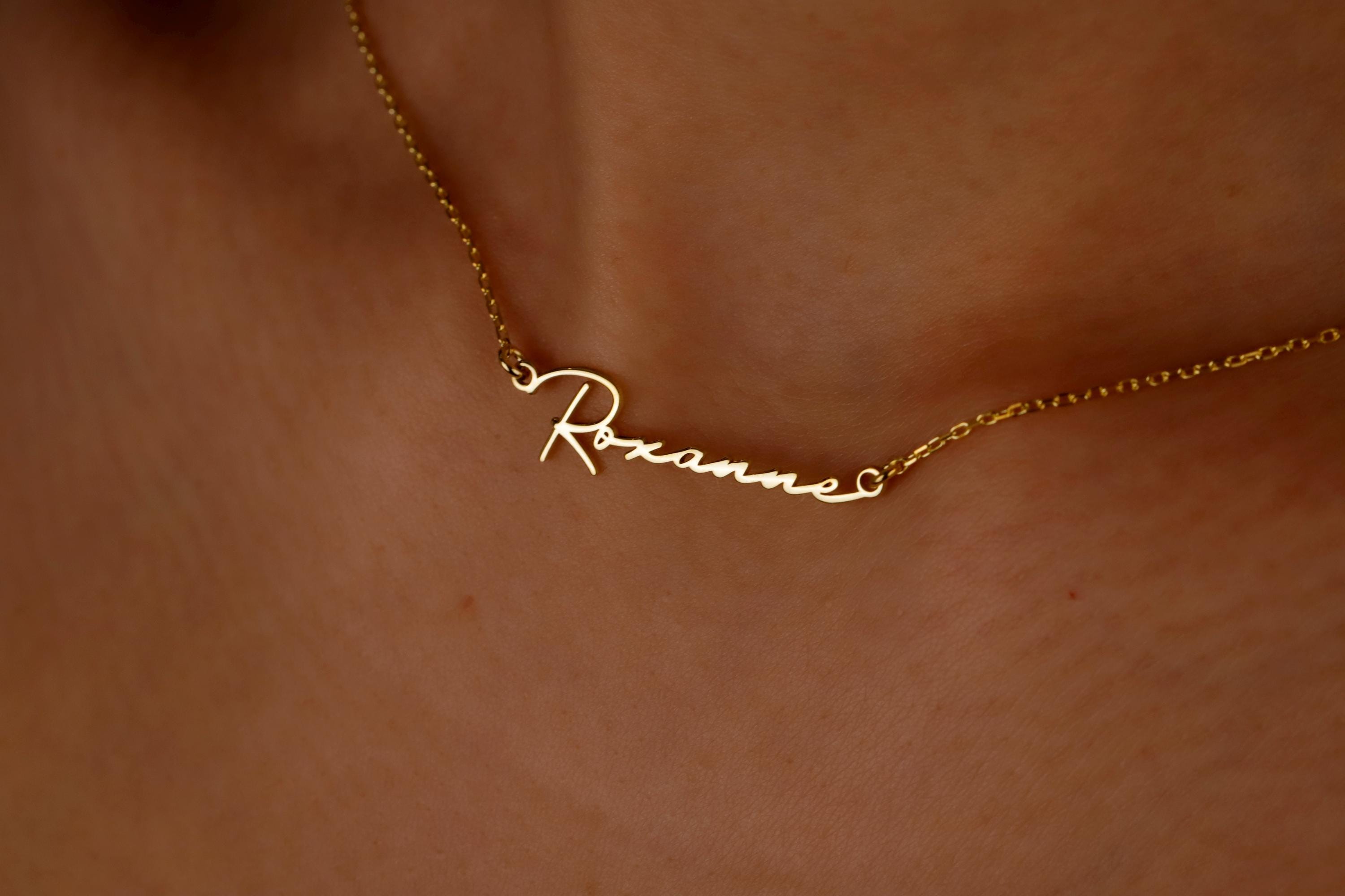 Custom Handwriting Name Necklace, 14K Gold Filled Necklace