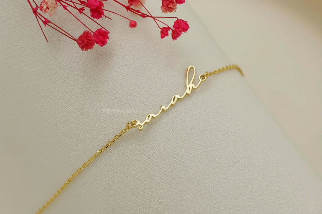 Personalized Name Bracelet, 18K Gold Filled Handwritten Bracelet