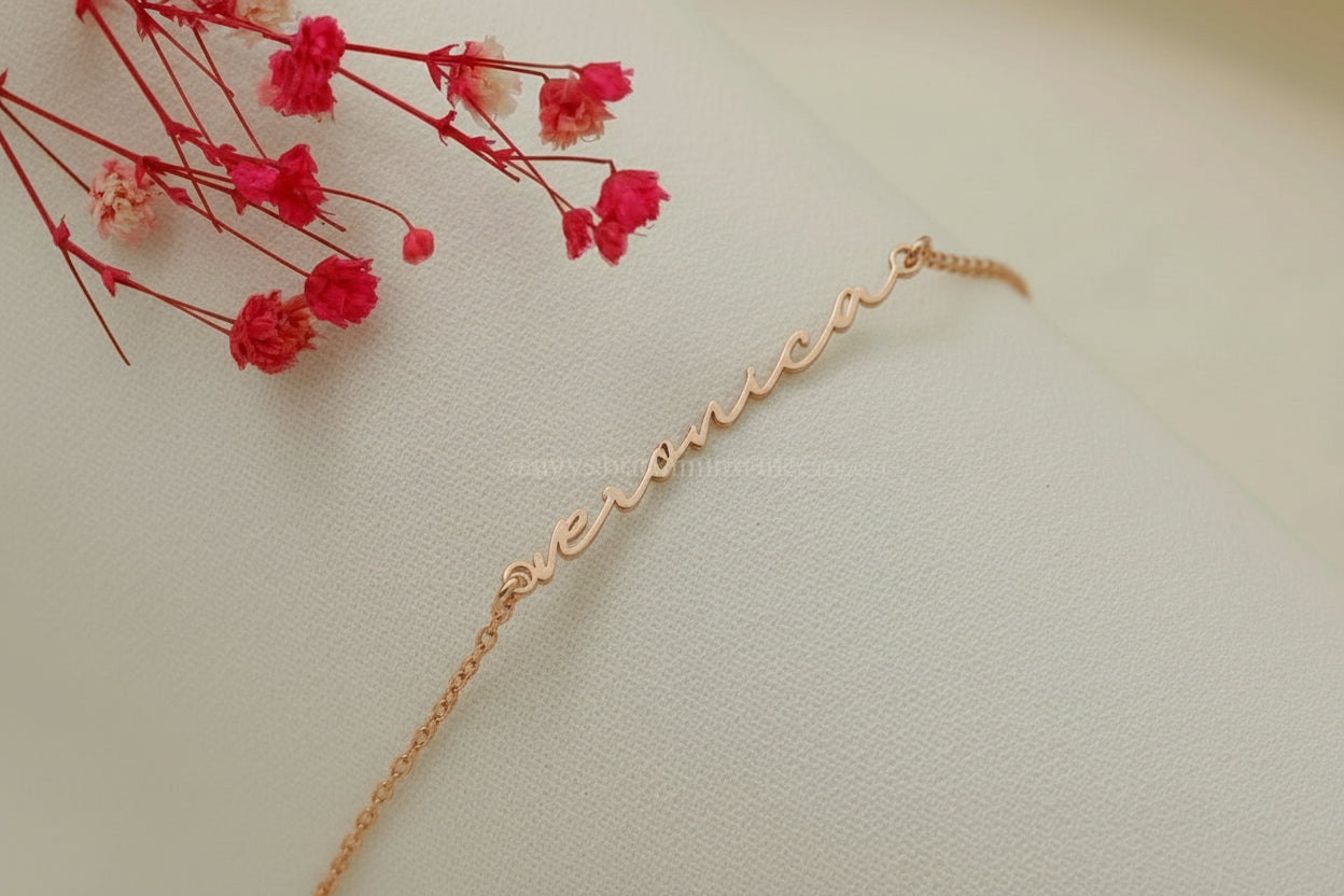 Personalized Name Bracelet, 18K Gold Filled Handwritten Bracelet
