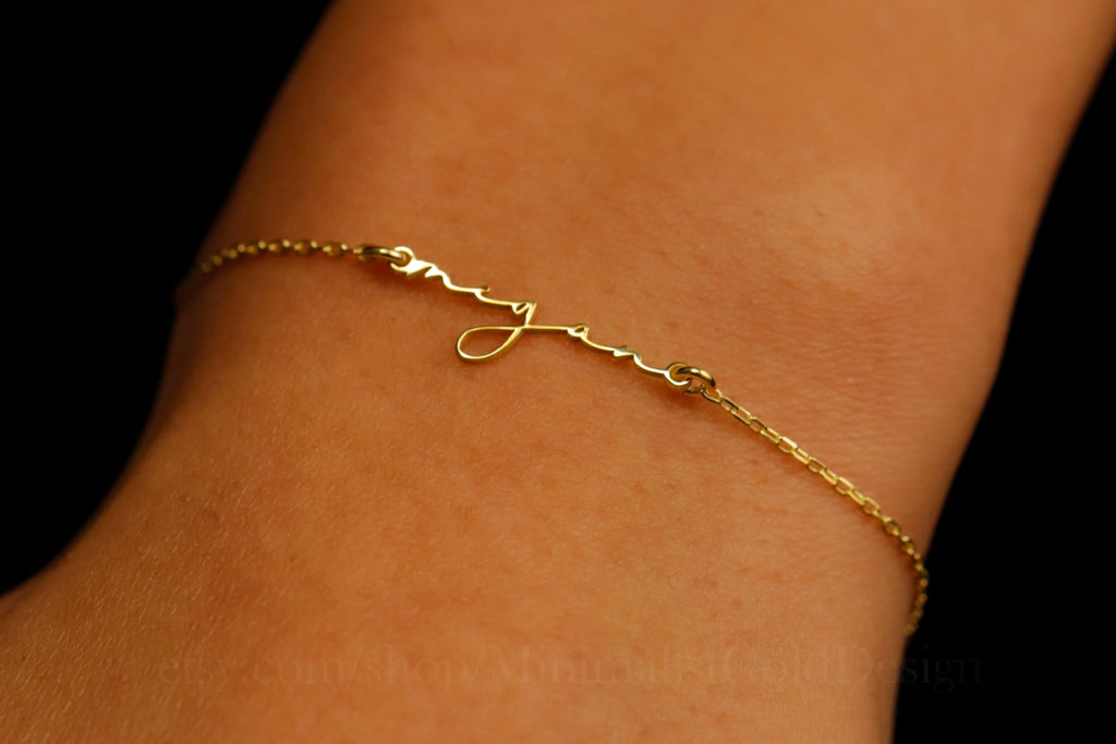 Personalized Gold Name Bracelet, 14K Gold Filled Dainty Bracelet