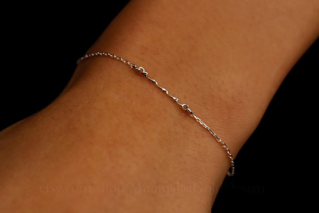 Personalized Gold Name Bracelet, 14K Gold Filled Dainty Bracelet