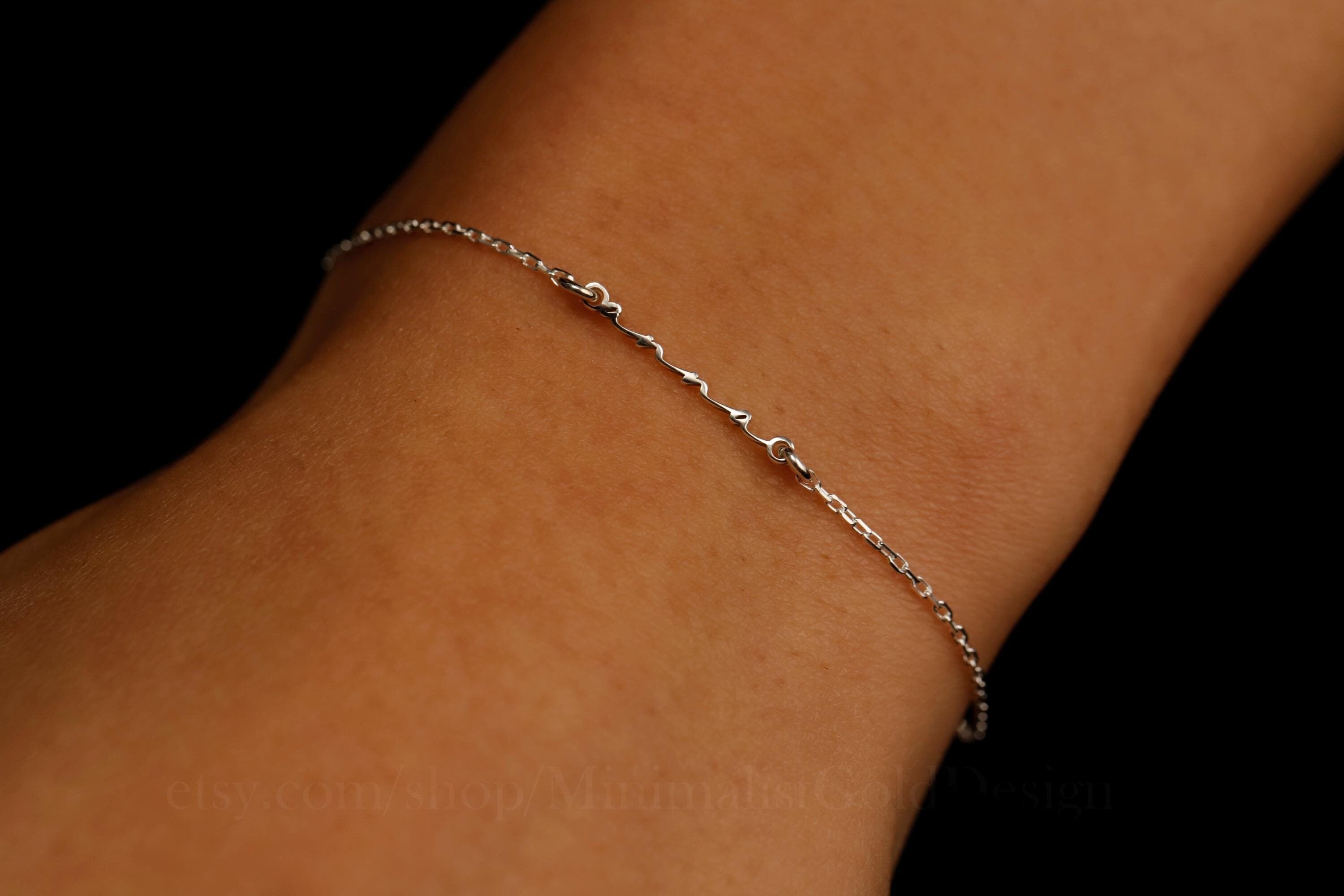 Personalized Gold Name Bracelet, 14K Gold Filled Dainty Bracelet