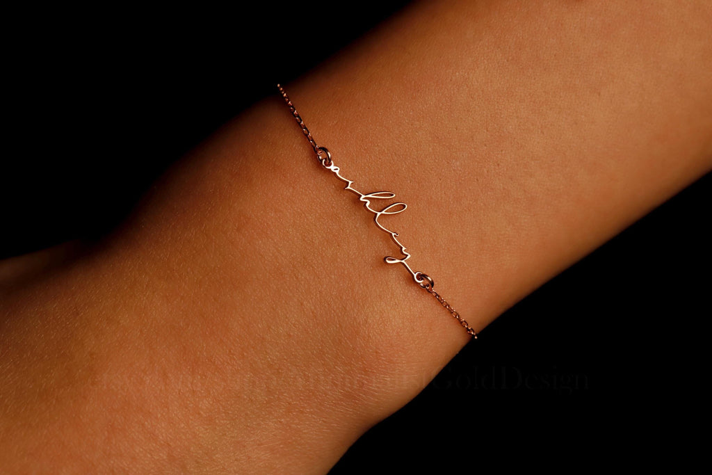 Personalized Gold Name Bracelet, 14K Gold Filled Dainty Bracelet