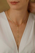 Personalized Lariat Necklace, Birthstone CZ Letter Y Pendant
