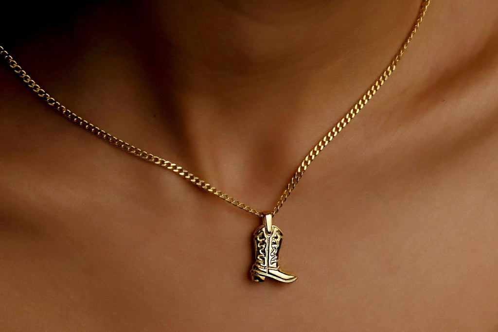 Cowboy boot necklace, 925 Sterling Silver Cowgirl Boot Pendant