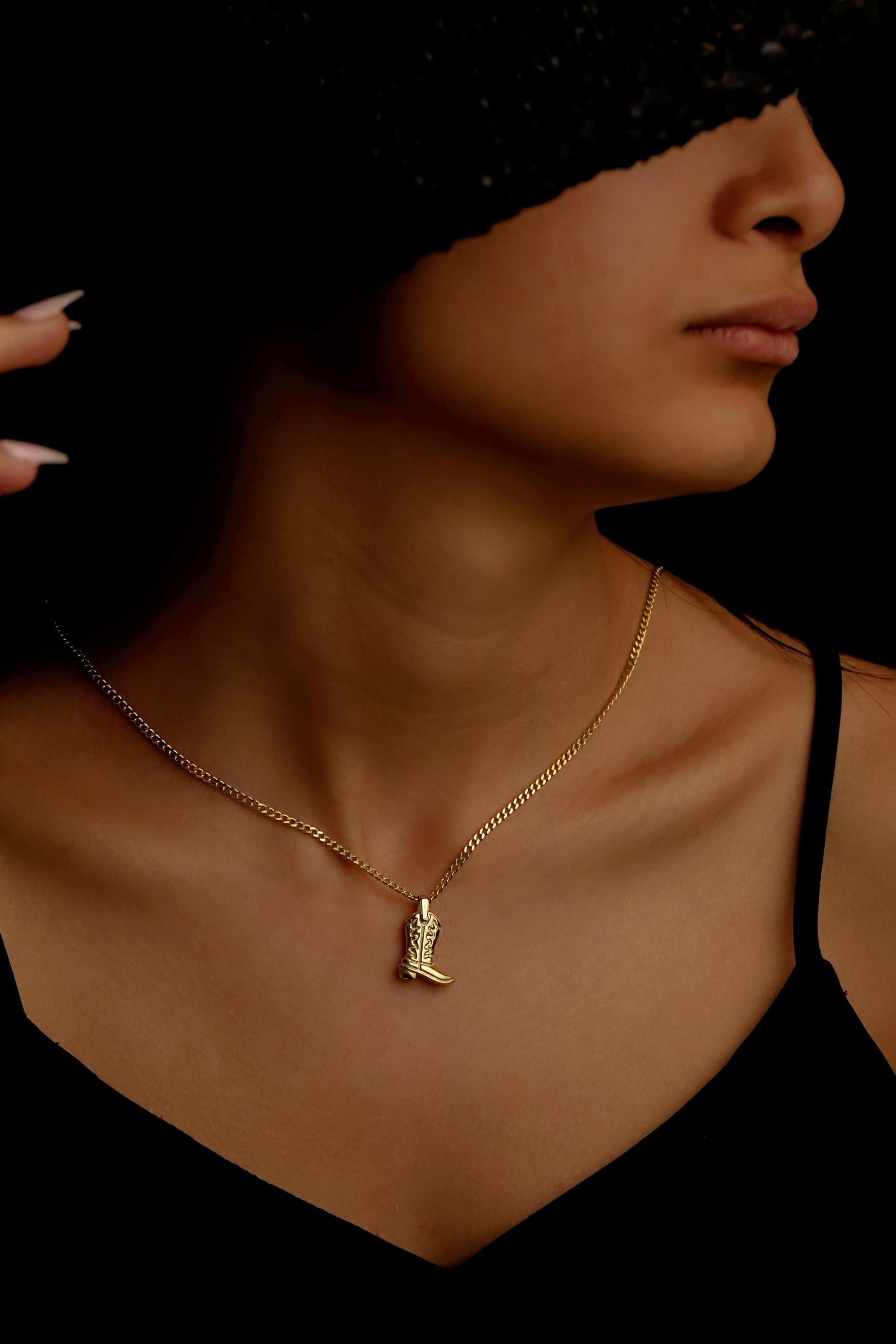 Cowboy boot necklace, 925 Sterling Silver Cowgirl Boot Pendant