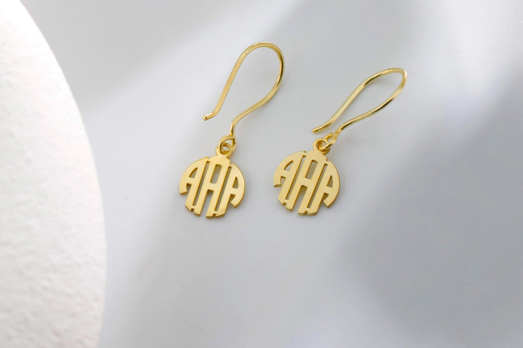 Personalized Initial Earrings 925 Sterling Silver Monogram Drops