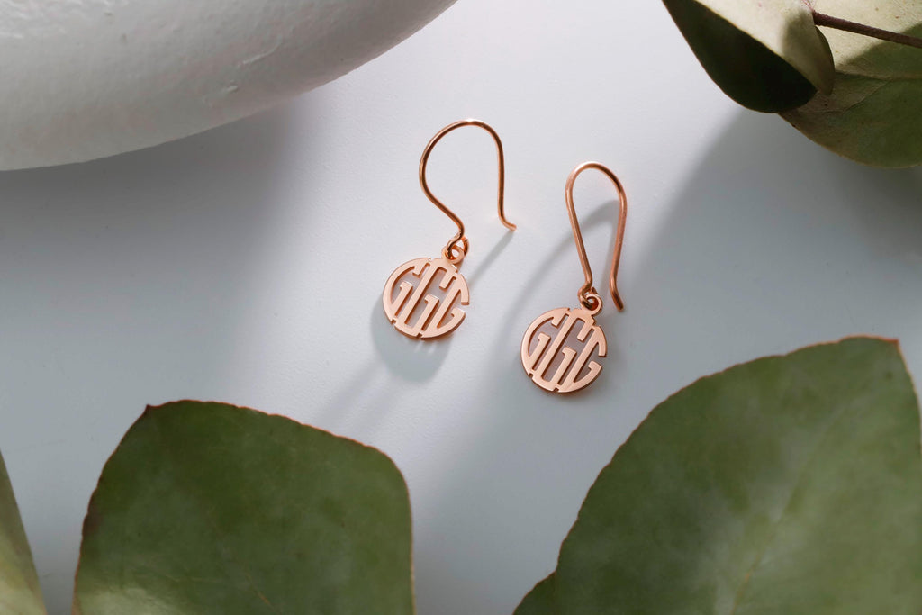 Personalized Initial Earrings 925 Sterling Silver Monogram Drops