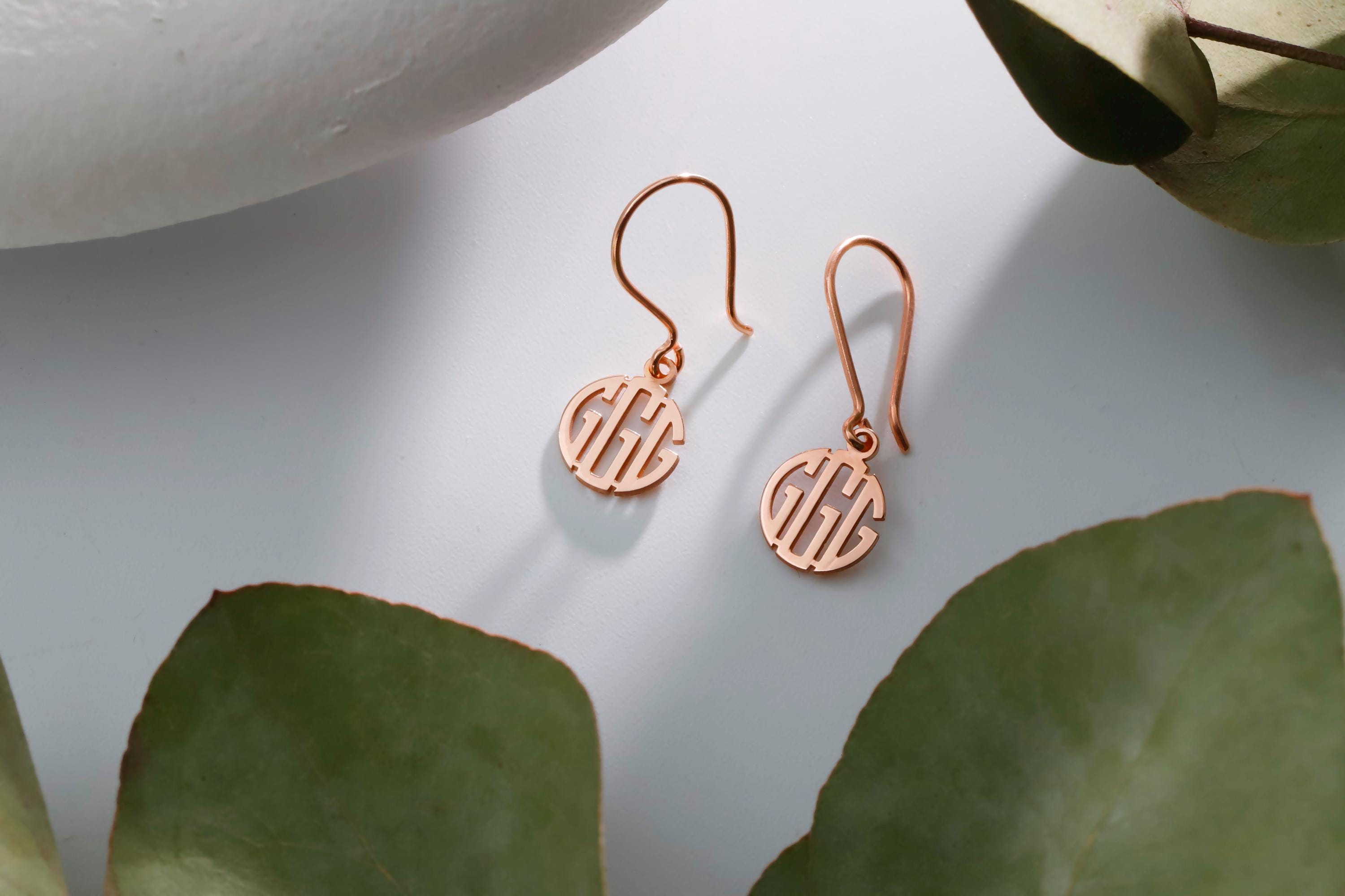Personalized Initial Earrings 925 Sterling Silver Monogram Drops